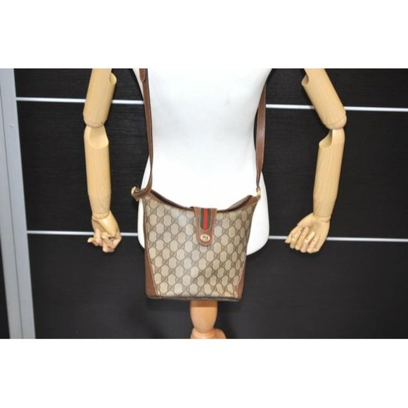 Gucci Accessory Col brown Guccissima print bucket bag w stripe - Picture 2 of 10